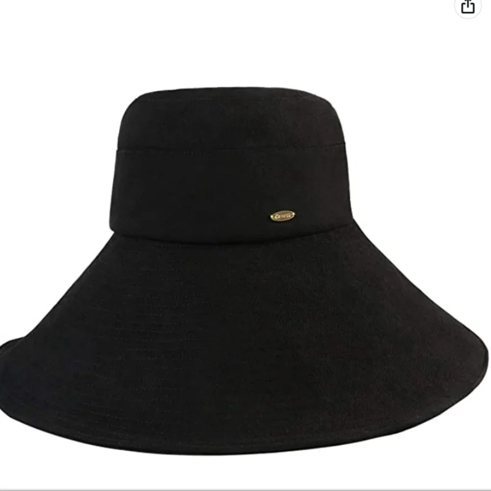 SUN HAT Large Brim Black Chin Strap XXL Plus Size - Picture 2 of 11